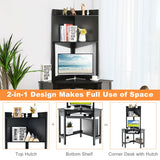 NNECW Corner Computer Desk with Hutch for Study &amp Writing-Black