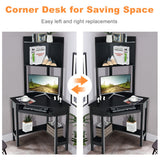 NNECW Corner Computer Desk with Hutch for Study &amp Writing-Black