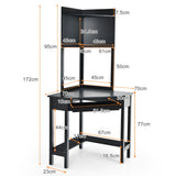 NNECW Corner Computer Desk with Hutch for Study &amp Writing-Black