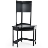 NNECW Corner Computer Desk with Hutch for Study &amp Writing-Black