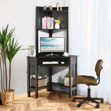 NNECW Corner Computer Desk with Hutch for Study &amp Writing-Black