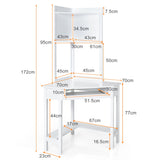 NNECW Corner Computer Desk with Hutch for Study &amp Writing-White