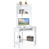 NNECW Corner Computer Desk with Hutch for Study &amp Writing-White