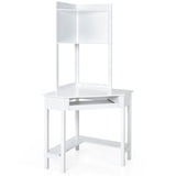 NNECW Corner Computer Desk with Hutch for Study &amp Writing-White