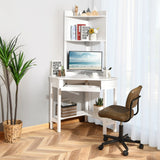 NNECW Corner Computer Desk with Hutch for Study &amp Writing-White