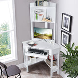 NNECW Corner Computer Desk with Hutch for Study &amp Writing-White