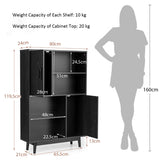 NNECW 4-Tier Wooden Bookcase with 2 Doors &amp 4 Open Shelf-Black