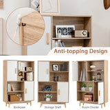 NNECW Freestanding Wooden Sideboard Storage Cabinet with 2 Doors and 4 Shelves-White