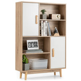 NNECW Freestanding Wooden Sideboard Storage Cabinet with 2 Doors and 4 Shelves-White