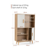 NNECW Freestanding Wooden Sideboard Storage Cabinet with 2 Doors and 4 Shelves-White
