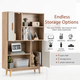 NNECW Freestanding Wooden Sideboard Storage Cabinet with 2 Doors and 4 Shelves-White