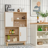 NNECW Freestanding Wooden Sideboard Storage Cabinet with 2 Doors and 4 Shelves-White