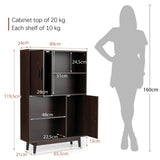 NNECW 4-Tier Wooden Bookcase with 2 Doors &amp 4 Open Shelf-Coffee