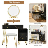 NNECW Makeup Vanity Set with Lighted Mirror &amp Storage Cabinet-Black