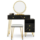 NNECW Makeup Vanity Set with Lighted Mirror &amp Storage Cabinet-Black