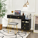 NNECW Makeup Vanity Set with Lighted Mirror &amp Storage Cabinet-Black