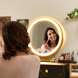NNECW Makeup Vanity Set with Lighted Mirror &amp Storage Cabinet-Black