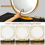 NNECW Makeup Vanity Set with Lighted Mirror &amp Storage Cabinet-Black
