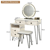 NNECW Makeup Vanity Set with Lighted Mirror &amp Storage Cabinet-White