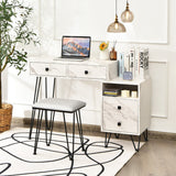 NNECW Makeup Vanity Set with Lighted Mirror &amp Storage Cabinet-White