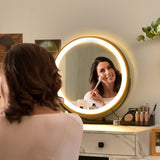 NNECW Makeup Vanity Set with Lighted Mirror &amp Storage Cabinet-White