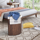 NNECW Bamboo Corner Laundry Hamper with Lid & PU Handle for Bedroom/Bathroom