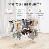 NNECW 2-Level Foldable Clothes Drying Rack with Adjustable Gullwing & Sock Clips