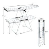 NNECW 2-Level Foldable Clothes Drying Rack with Adjustable Gullwing & Sock Clips