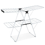 NNECW 2-Level Foldable Clothes Drying Rack with Adjustable Gullwing & Sock Clips