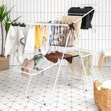 NNECW 2-Level Foldable Clothes Drying Rack with Adjustable Gullwing & Sock Clips