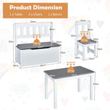 NNECW Children Activity Table with 2 Chairs and 1 Storage Bench