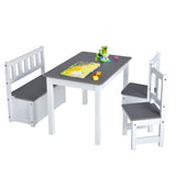 NNECW Children Activity Table with 2 Chairs and 1 Storage Bench
