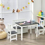 NNECW Children Activity Table with 2 Chairs and 1 Storage Bench
