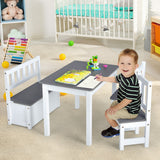 NNECW Children Activity Table with 2 Chairs and 1 Storage Bench