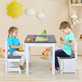 NNECW Children Activity Table with 2 Chairs and 1 Storage Bench