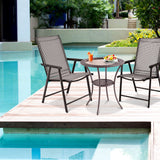 NNECW Outdoor Round Patio Bistro Table with Tempered Glass Tabletop and Storage Shelf 