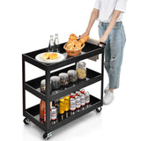 NNECW 3-Tier Utility Cart with Humanized Handle for Office Kitchen-Black