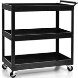 NNECW 3-Tier Utility Cart with Humanized Handle for Office Kitchen-Black