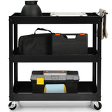 NNECW 3-Tier Utility Cart with Humanized Handle for Office Kitchen-Black