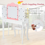 NNECW Kids Makeup Table Chair Set with Tri-folding Mirror for Bedroom