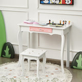 NNECW Kids Makeup Table Chair Set with Tri-folding Mirror for Bedroom