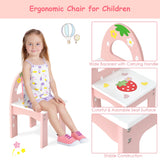 NNECW Kids Princess Vanity Table &amp Chair Set with 360 Rotating Mirror-Pink