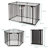 NNECW Wide Baby Safety Gate with 6-Panel Fence for Toddler-Black