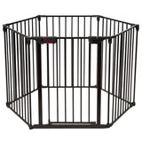 NNECW Wide Baby Safety Gate with 6-Panel Fence for Toddler-Black