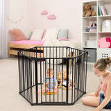 NNECW Wide Baby Safety Gate with 6-Panel Fence for Toddler-Black