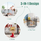 NNECW Wide Baby Safety Gate with 6-Panel Fence for Toddler-Black