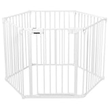 NNECW Wide Baby Safety Gate with 6-Panel Fence for Toddler-White