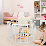 NNECW Wide Baby Safety Gate with 6-Panel Fence for Toddler-White