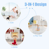 NNECW Wide Baby Safety Gate with 6-Panel Fence for Toddler-White