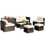 NNECW 8-Piece Outdoor Patio Furniture Set with Cushions & Storage Box